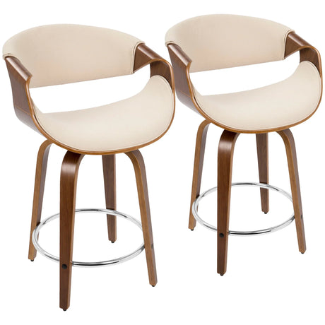 Curvini - Mid Century Modern Counter Stool (Set of 2) - Furniture Home Direct