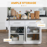 Homcom - Rolling Kitchen Island With Storage, Portable Kitchen Cart With Stainless Steel Top, 2 Drawers, Spice, Knife And Towel Rack And Cabinets - Furniture Home Direct