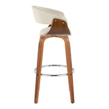 Vintage Mod - Mid Century Modern Fixed Height Barstool With Swivel With Round Footrest (Set of 2) - Furniture Home Direct