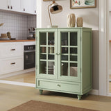 Minimalist Buffet Cabinet With Double Glass Doors And Drawer - Furniture Home Direct