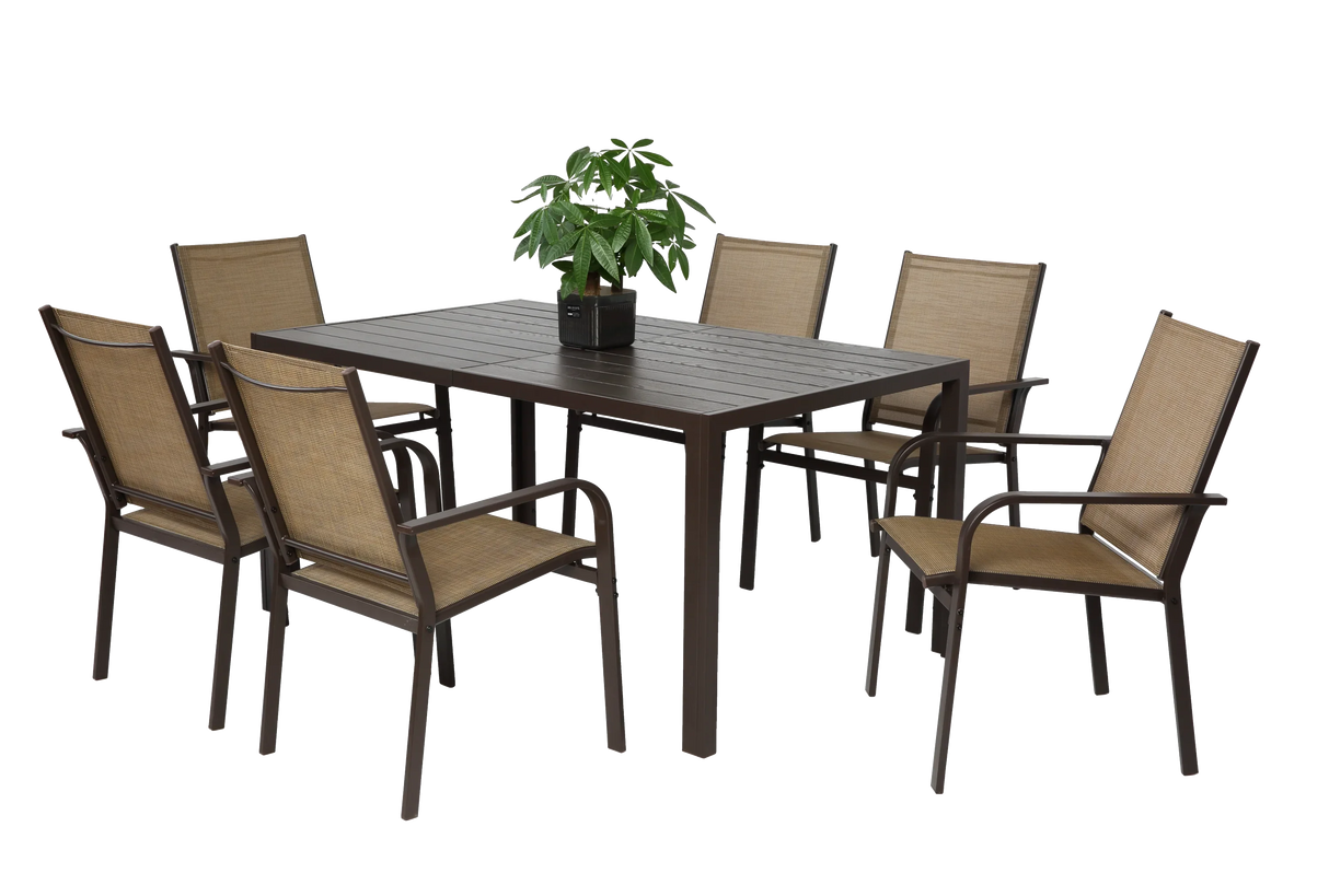 7 Piece Patio Dining Set -Brown - Furniture Home Direct