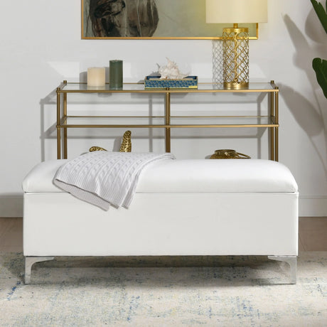 Madelyn - Modern Storage Bench - Bright White Dye - Furniture Home Direct