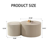 Round Accent Tables Set Modern Ribbed Pair Beige Cream - Furniture Home Direct