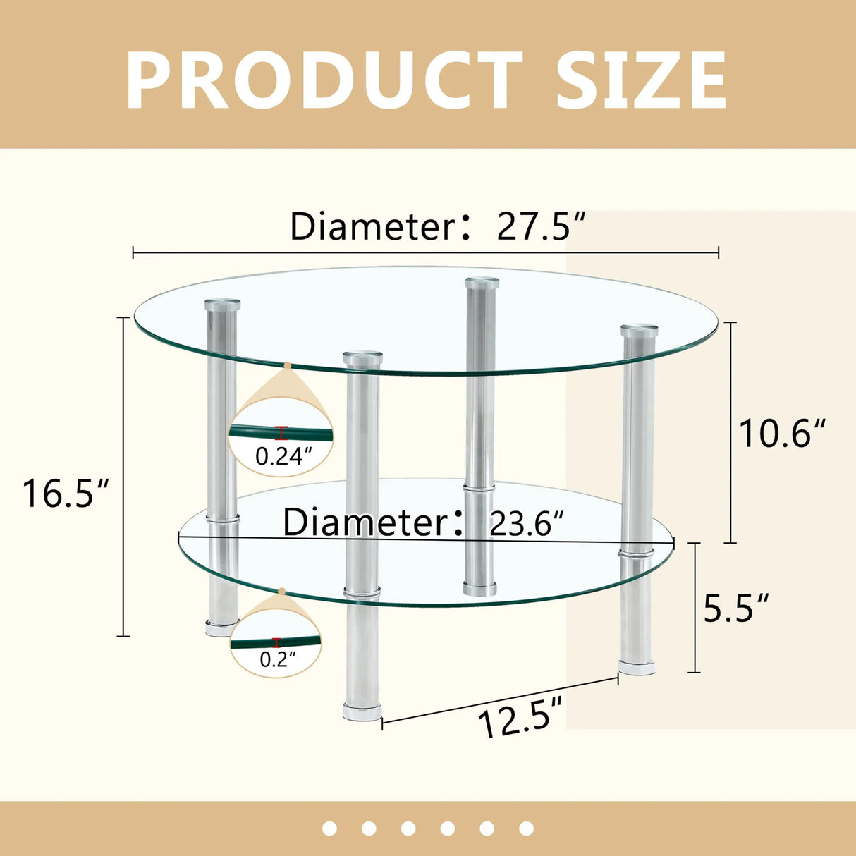 Contemporary Minimalist Double Layer Tempered Glass Coffee Table - Furniture Home Direct