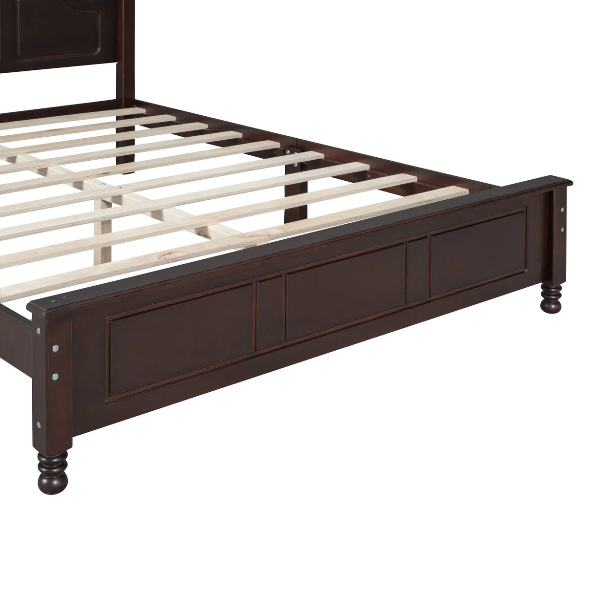 Platform Bed Queen Size With Slat Support Dark Walnut - Furniture Home Direct