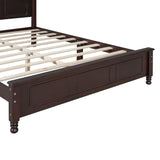 Platform Bed Queen Size With Slat Support Dark Walnut - Furniture Home Direct