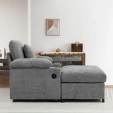 Chenille Fabric Sofa Bed With Cupholders And USB Charging Ports Chair For Living Room - Furniture Home Direct