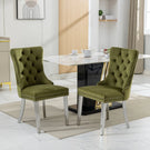 Nikki - Modern, High-End Tufted Solid Wood Contemporary Velvet Upholstered Dining Chair With Chrome Stainless Steel Plating Legs, Nailhead Trim (Set of 2) - Furniture Home Direct