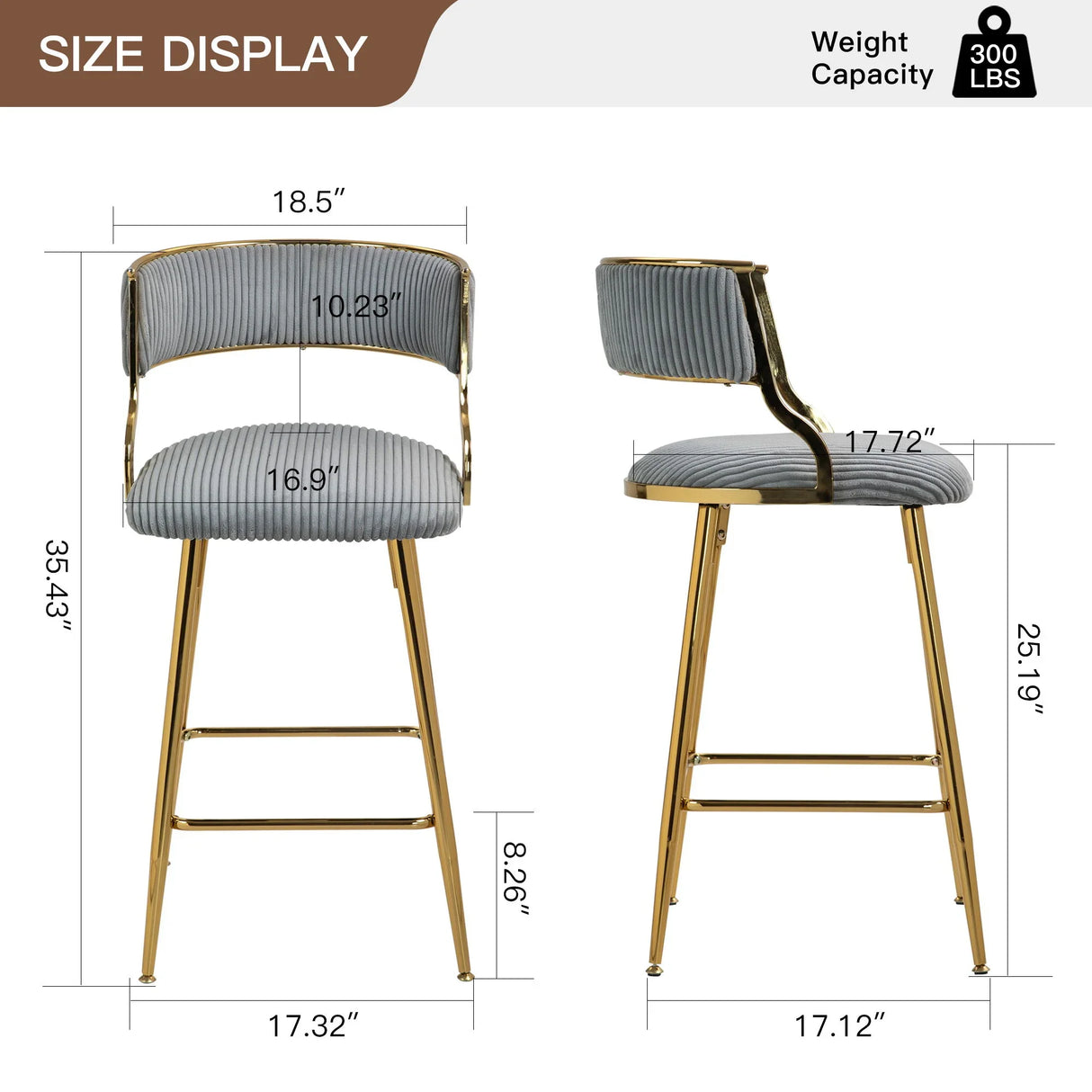 Counter Height Bar Stools With Powder Coating Base And Footrest (Set of 2) - Beige - Furniture Home Direct