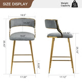 Counter Height Bar Stools With Powder Coating Base And Footrest (Set of 2) - Beige - Furniture Home Direct