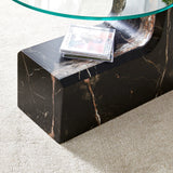 Detachable Double-Decker Black Patterned Coffee Table - Furniture Home Direct