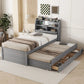 LED Platform Bed With Trundle With Storage Headboard With Drawers - Furniture Home Direct
