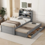 LED Platform Bed With Trundle With Storage Headboard With Drawers - Furniture Home Direct