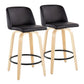 Toriano - Contemporary Modern Fixed Height Counter Stool Swivel With Round Footrest (Set of 2) - Furniture Home Direct