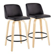 Toriano - Contemporary Modern Fixed Height Counter Stool Swivel With Round Footrest (Set of 2) - Furniture Home Direct
