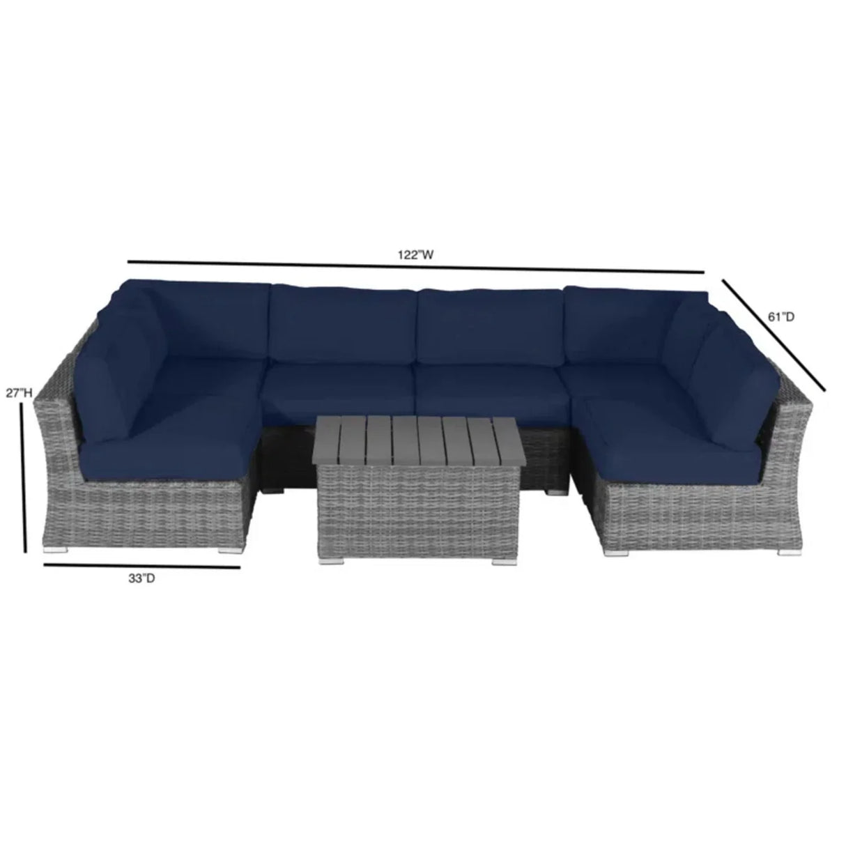 Wicker Sectional Sofa With Cushions And Table - Furniture Home Direct