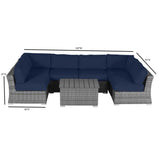 Wicker Sectional Sofa With Cushions And Table - Furniture Home Direct