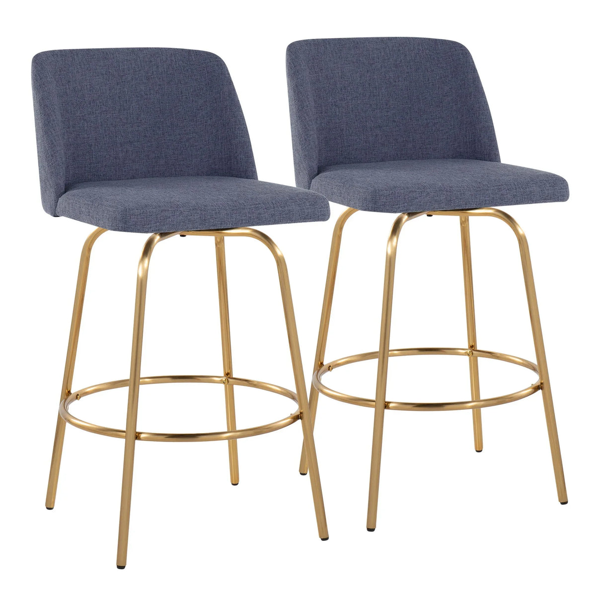 Toriano - Contemporary, Fixed Height Counter Stool With Swivel With Round Footrest (Set of 2) - Furniture Home Direct