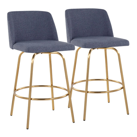 Toriano - Contemporary, Fixed Height Counter Stool With Swivel With Round Footrest (Set of 2) - Furniture Home Direct