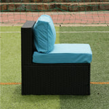 Outdoor Sectional Set With Blue Cushions - Furniture Home Direct