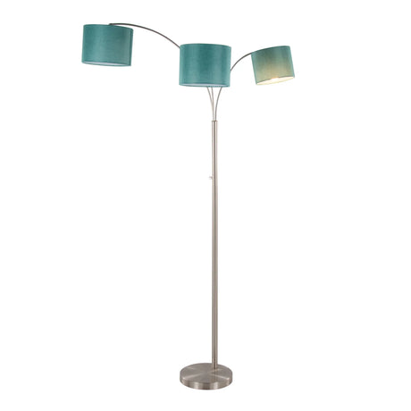 Willow - Trio Contemporary Floor Lamp - Nickel / Turquoise - Furniture Home Direct