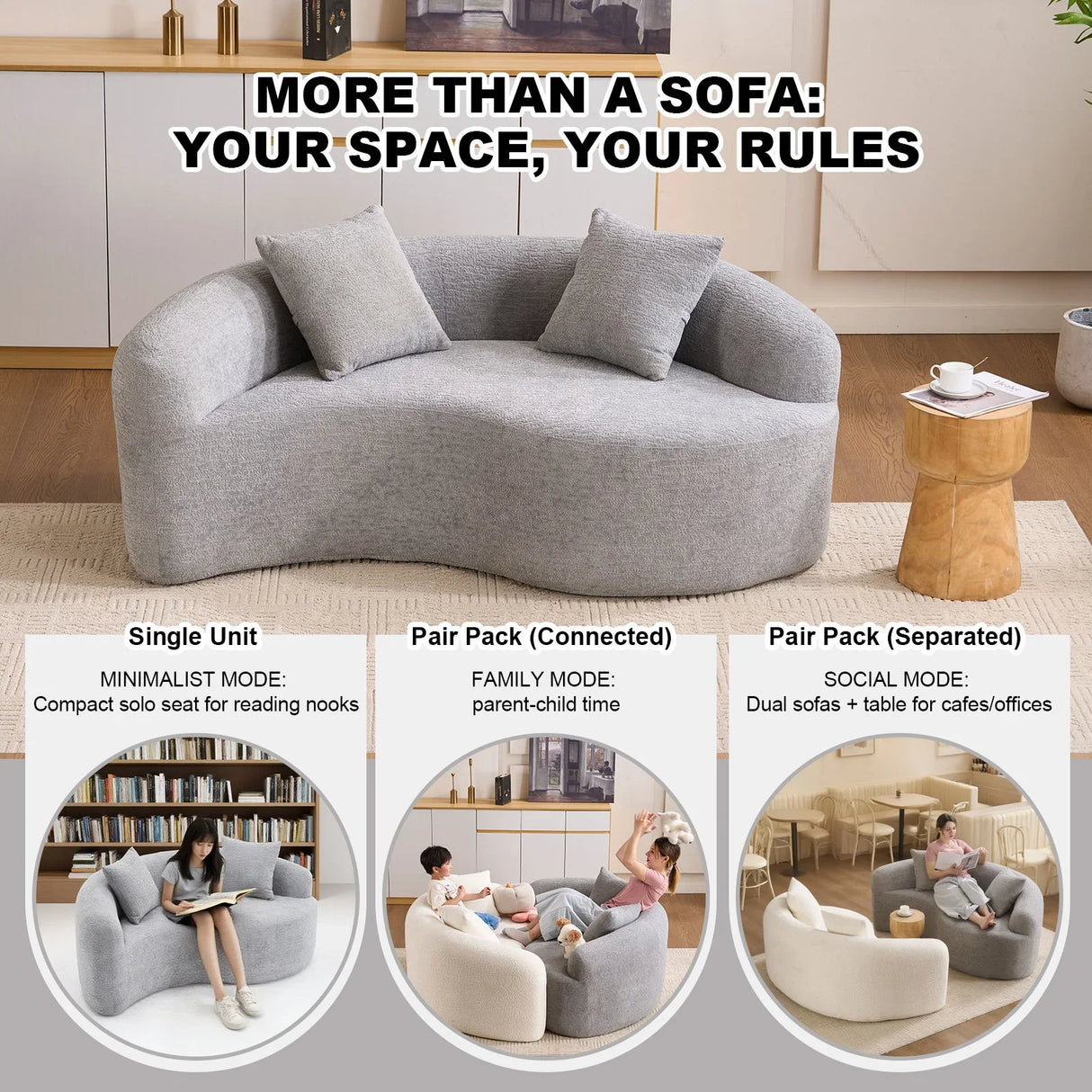 Tai Chi - Curved Dual Depth Loveseat - Furniture Home Direct