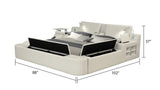 Queen Bed Upholstered Platform with Built in Lighting Beige - Furniture Home Direct