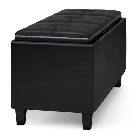 Avalon - Tray Storage Ottoman With Lift Up Lids - Midnight Black - Furniture Home Direct