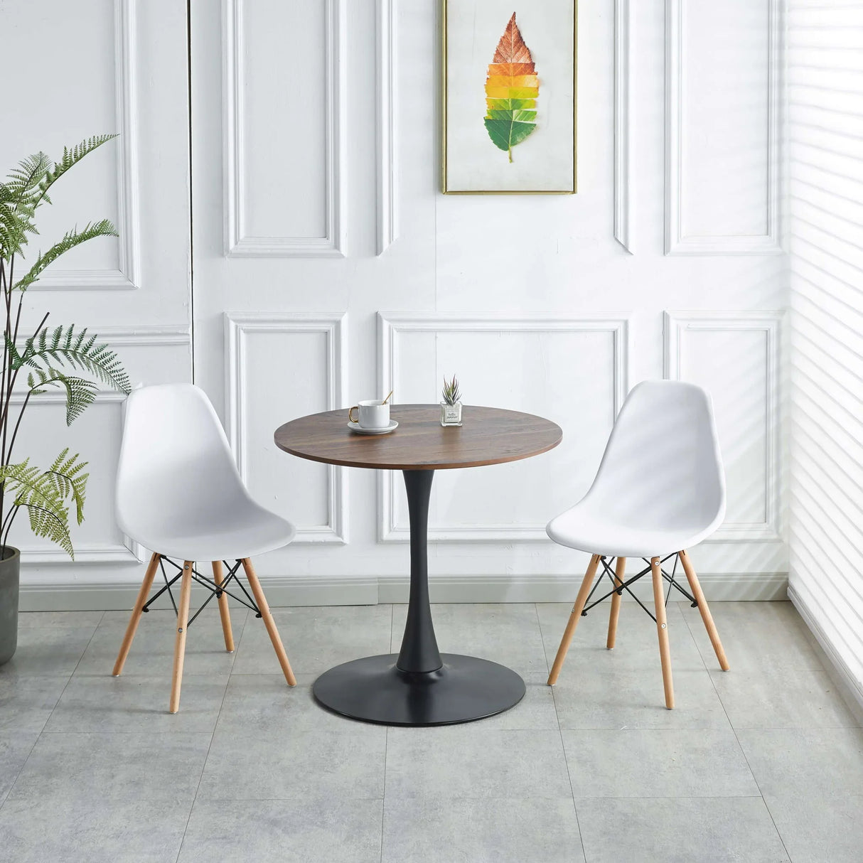 Tulip Table Mid-Century Dining Table With Round MDF Table Top, Pedestal Dining Table, End Table Leisure Coffee Table - Furniture Home Direct