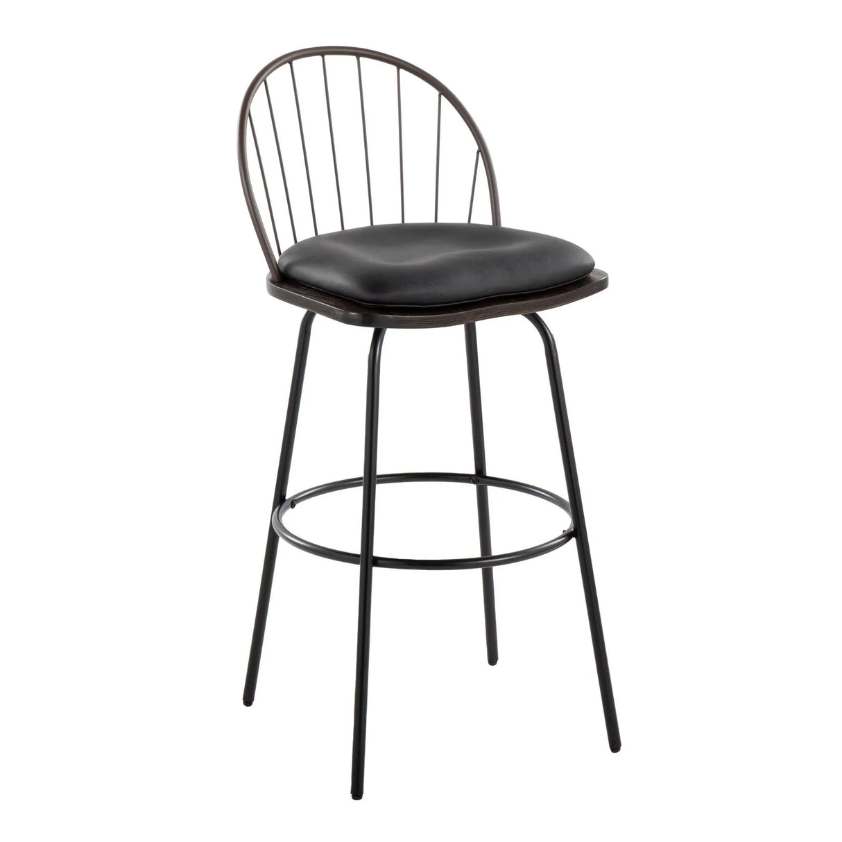 Riley - Claire Farmhouse Fixed Height Barstool With Swivel With Round Footrest (Set of 2) - Furniture Home Direct