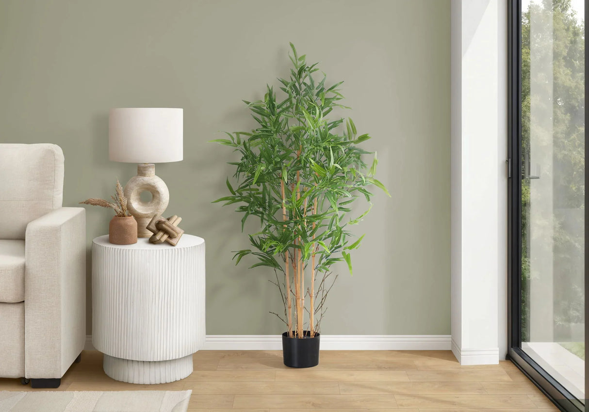 50" Tall, Artificial Plant, Bamboo Tree, Indoor, Faux, Fake, Floor, Greenery, Potted, Decorative - Green / Black - Furniture Home Direct