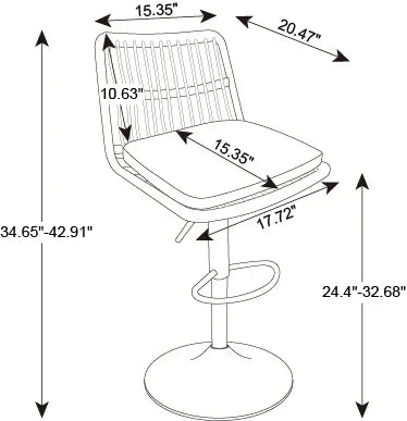 Counter Height Stools Rattan With Cushioned Seat Black - Furniture Home Direct