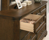Queen Bed Set Dresser Nightstands Mirror Chest Walnut Brown - Furniture Home Direct