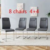 Dining Chair Set Modern Faux Leather With Chrome Base Gray - Furniture Home Direct