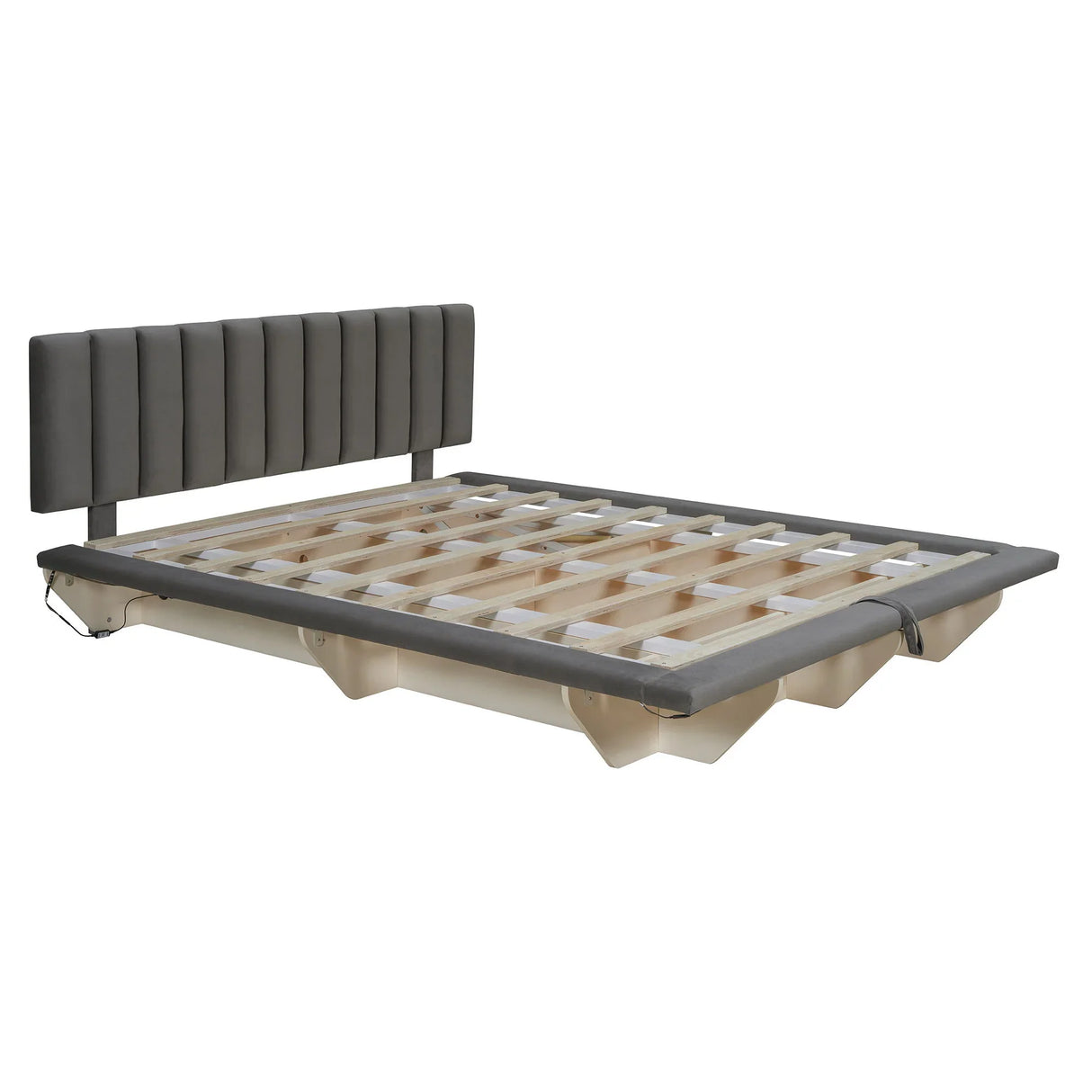Upholstered Floating Hydrualic Platform Bed With LED Light And USB Port - Furniture Home Direct