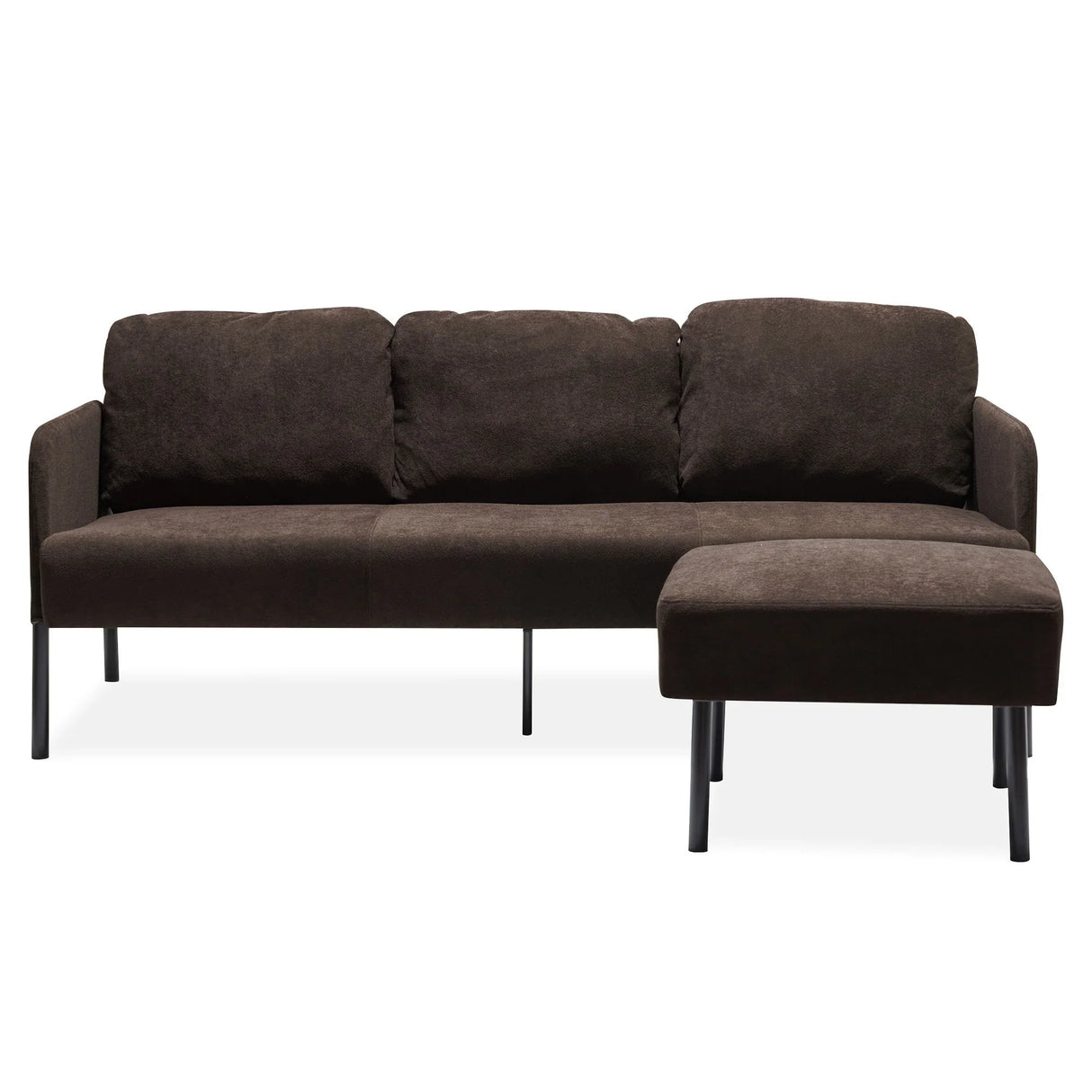 Modern L Shaped 3 Seater Sofa With Ottoman, Upholstered Couch For Small Spaces - Furniture Home Direct