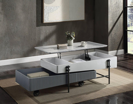 Wilkins - High Gloss Coffee Table With Lift Top - Gray / White - Furniture Home Direct