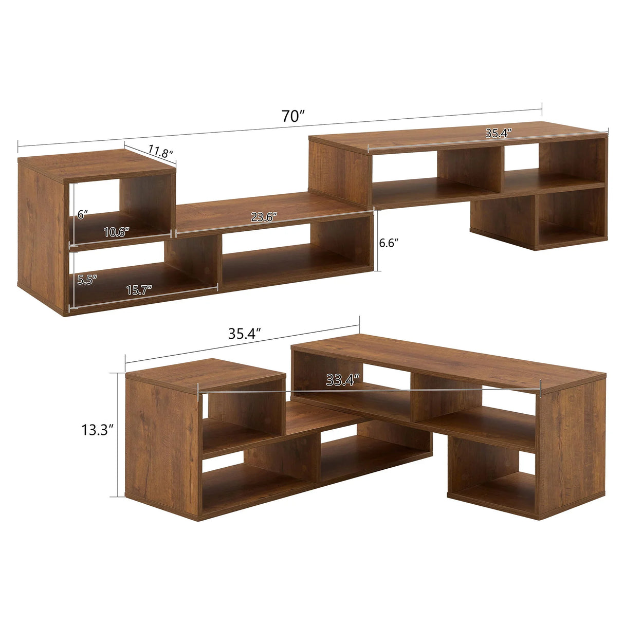 Cube TV Stand With Open Storage And 2 Shelves - Furniture Home Direct