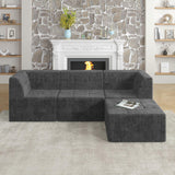 Modern Minimalist L Shape Modular Sectional Sofa, Sleeper Corduroy Couch - Furniture Home Direct