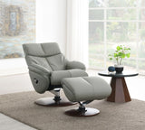 Kandoro - Top Grain Leather Accent Chair With Swivel & Ottoman - Gray - Furniture Home Direct