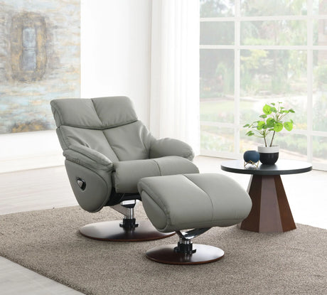 Kandoro - Top Grain Leather Accent Chair With Swivel & Ottoman - Gray - Furniture Home Direct