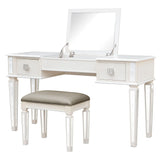 Vanity Desk With Mirror And Stool, Modern Minimalist White - Furniture Home Direct