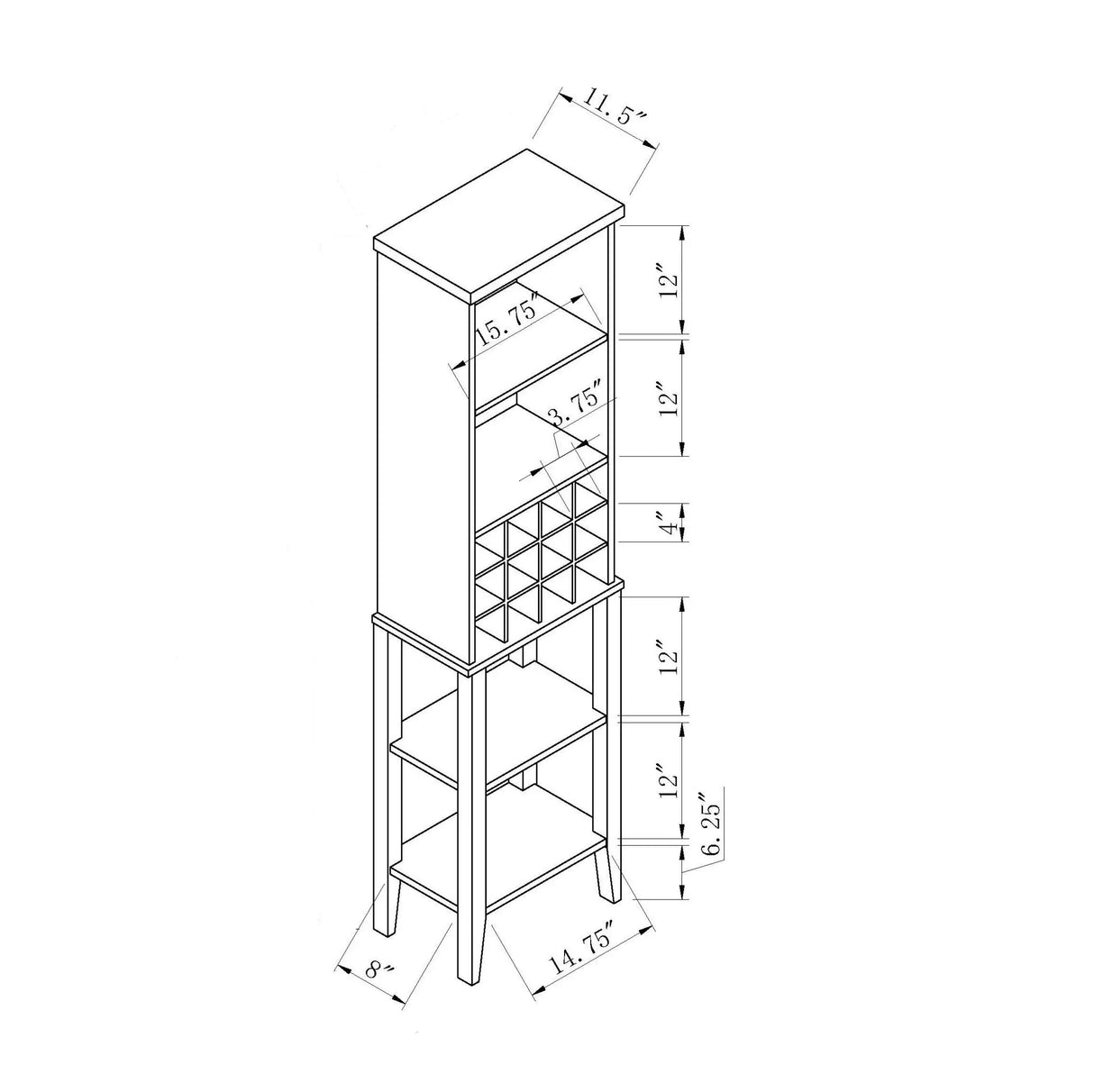 Wooden Wine Bottle Rack Metal Wine Glass Rack Four Shelves - Red Cocoa / Espresso - Furniture Home Direct