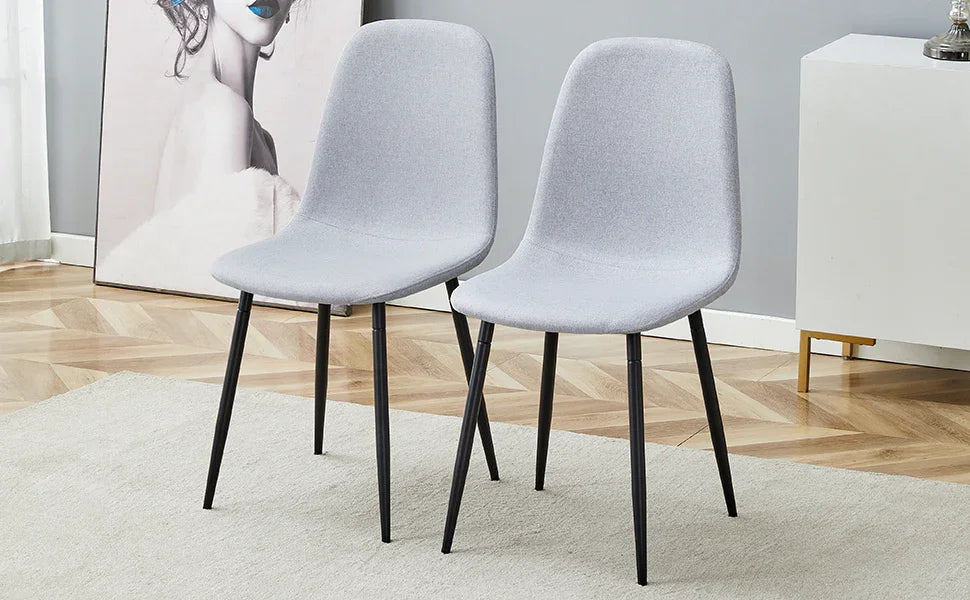 Dining Chairs Set Linen Cotton Upholstery Light Gray - Furniture Home Direct