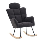 Contemporary Teddy Fabric Upholstered Nursery Rocking Glider Chair With High Backrest And Pillow - Furniture Home Direct