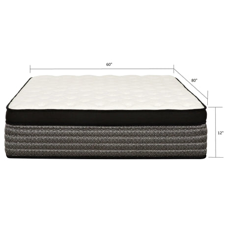 Premium 12" Queen Size Hybrid Mattress In A Box Soft Gel Memory Foam Top With Cooling Technology - Gray / White - Furniture Home Direct