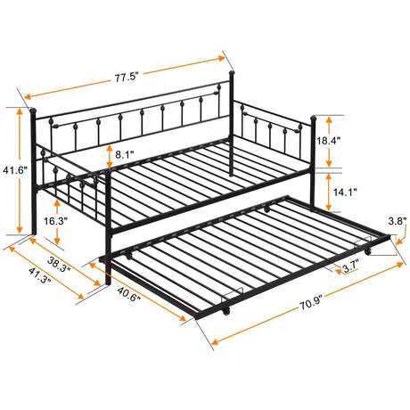 Twin Daybed With Trundle - Black - Furniture Home Direct