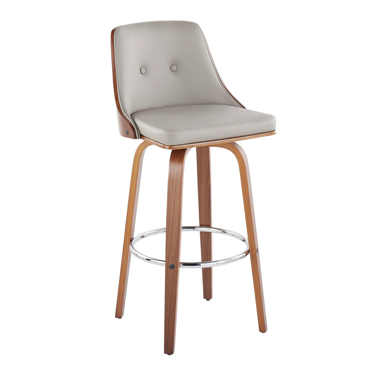 Gianna - Mid Century Modern Fixed Height Barstool With Swivel With Round Footrest (Set of 2) - Furniture Home Direct
