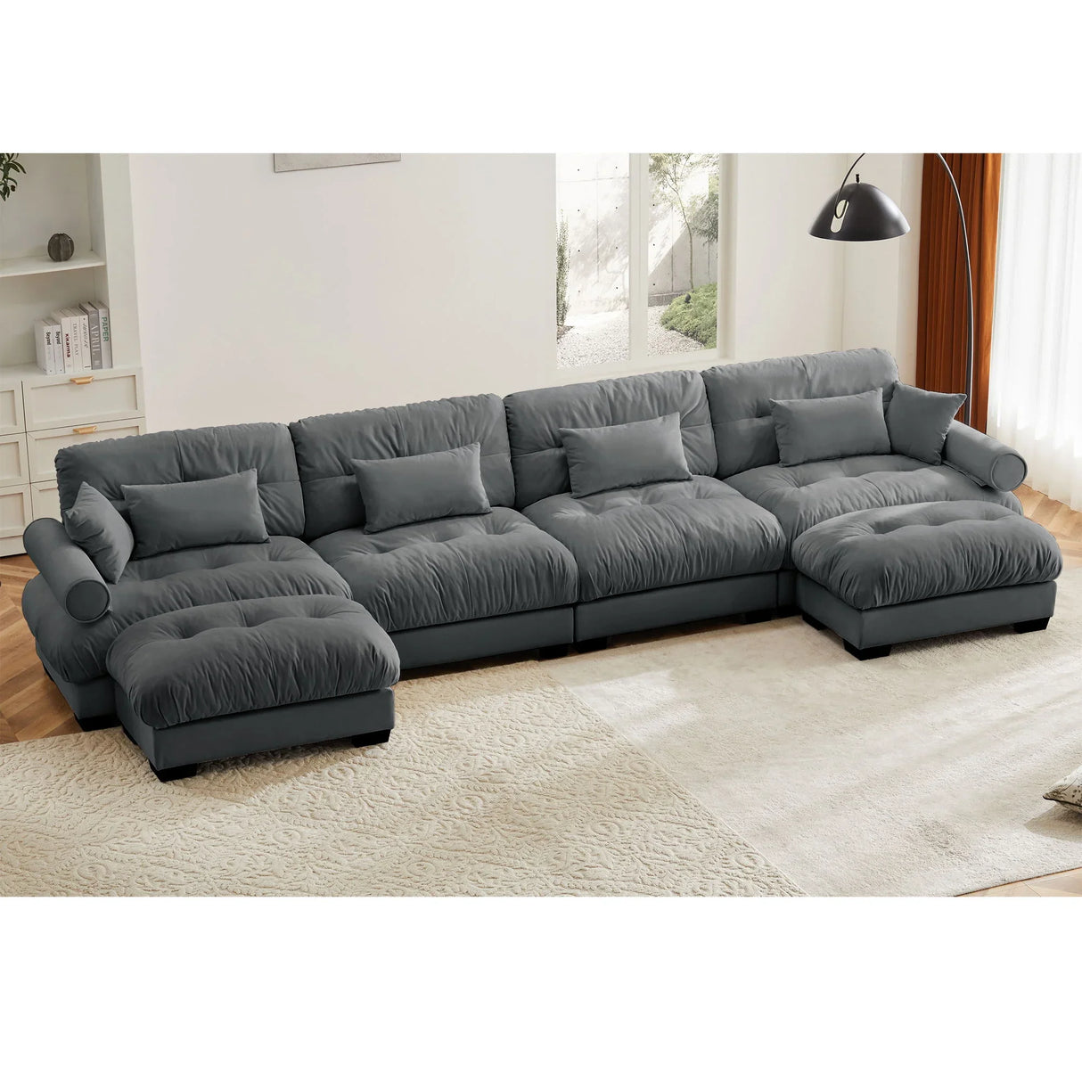 Super Comfort Oversized Modular Sectional Sofa With Movable Ottoman - Furniture Home Direct