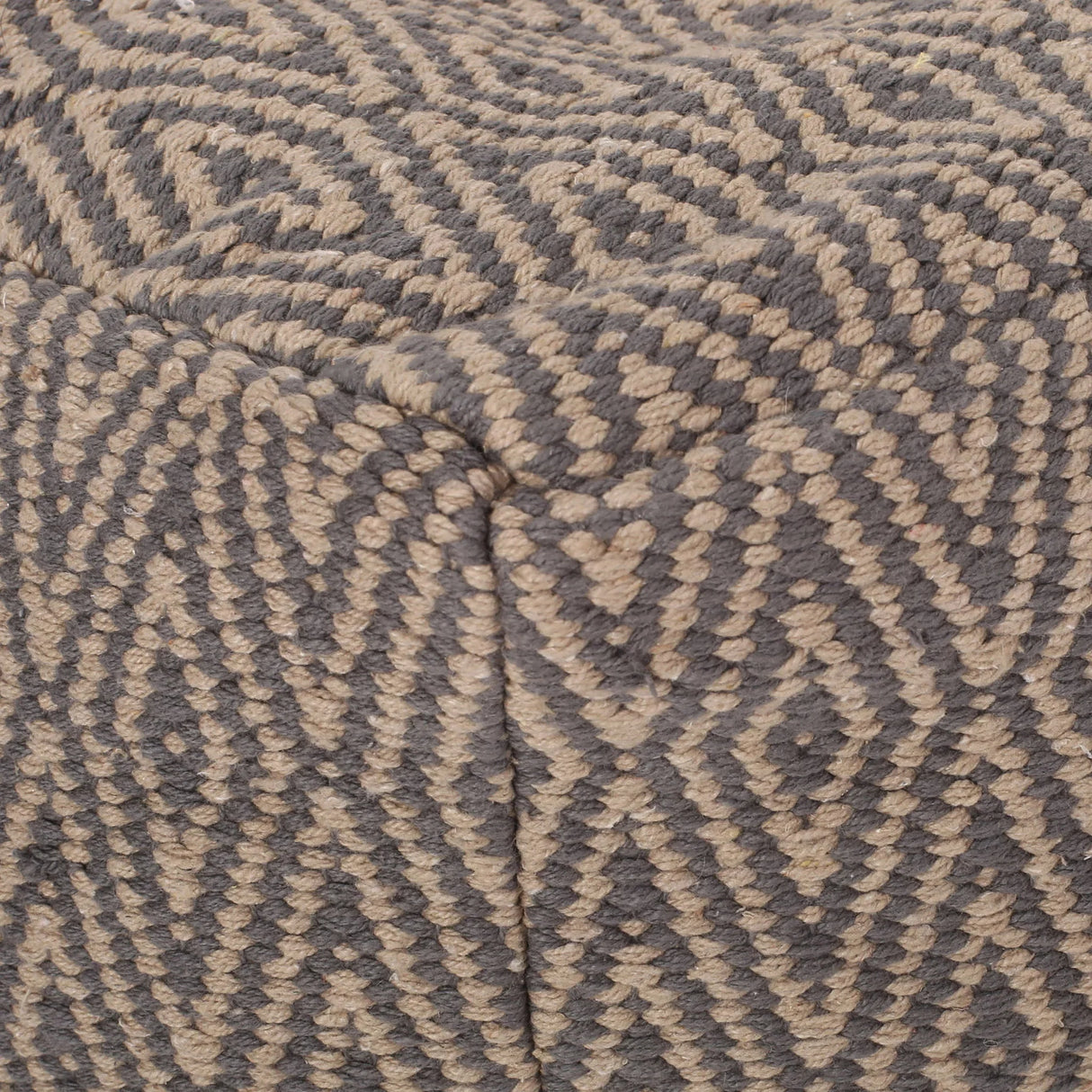 Amuleto - Hand Loomed Cotton Pouf - Dark Gray / Brown - Furniture Home Direct